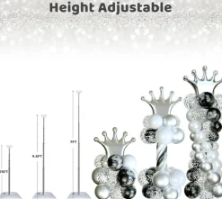 2 Pack Balloon Arch Stand Kit, 7FT Adjustable Metal Balloon Column Stand with Telescopic Pole, Reusable Balloon Tower Stand for Birthday, Wedding, Baby Shower, Graduation & Party Decorations