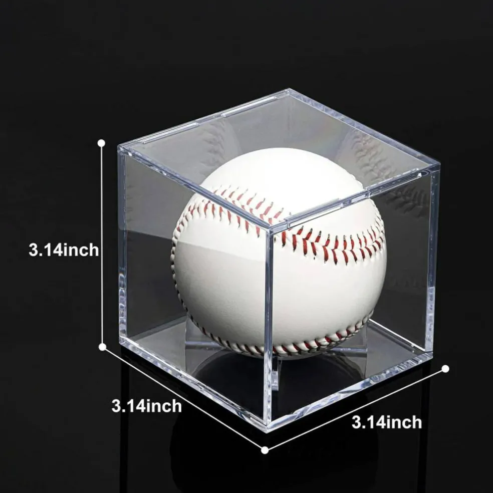 4 Pack Baseball Display Cases - UV Protected Acrylic Square Baseball Holder, Official Size Baseball Display Boxes, Clear Display Cube Baseball Memorabilia Showcase Autographed Ball Protector