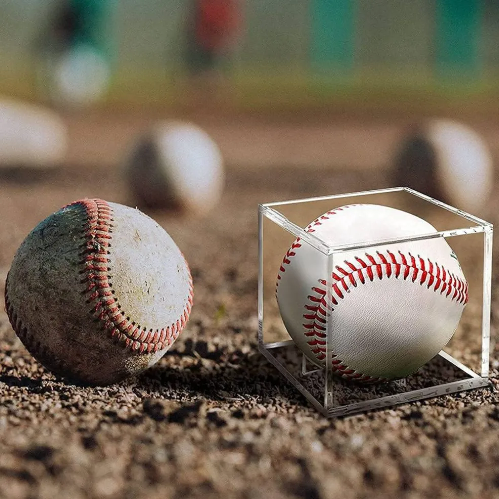 4 Pack Baseball Display Case, UV Protected Acrylic Boxes for Display,Clear Display Case Baseball Cube Memorabilia Showcase Autograph Ball Protector - for Official Size Ball
