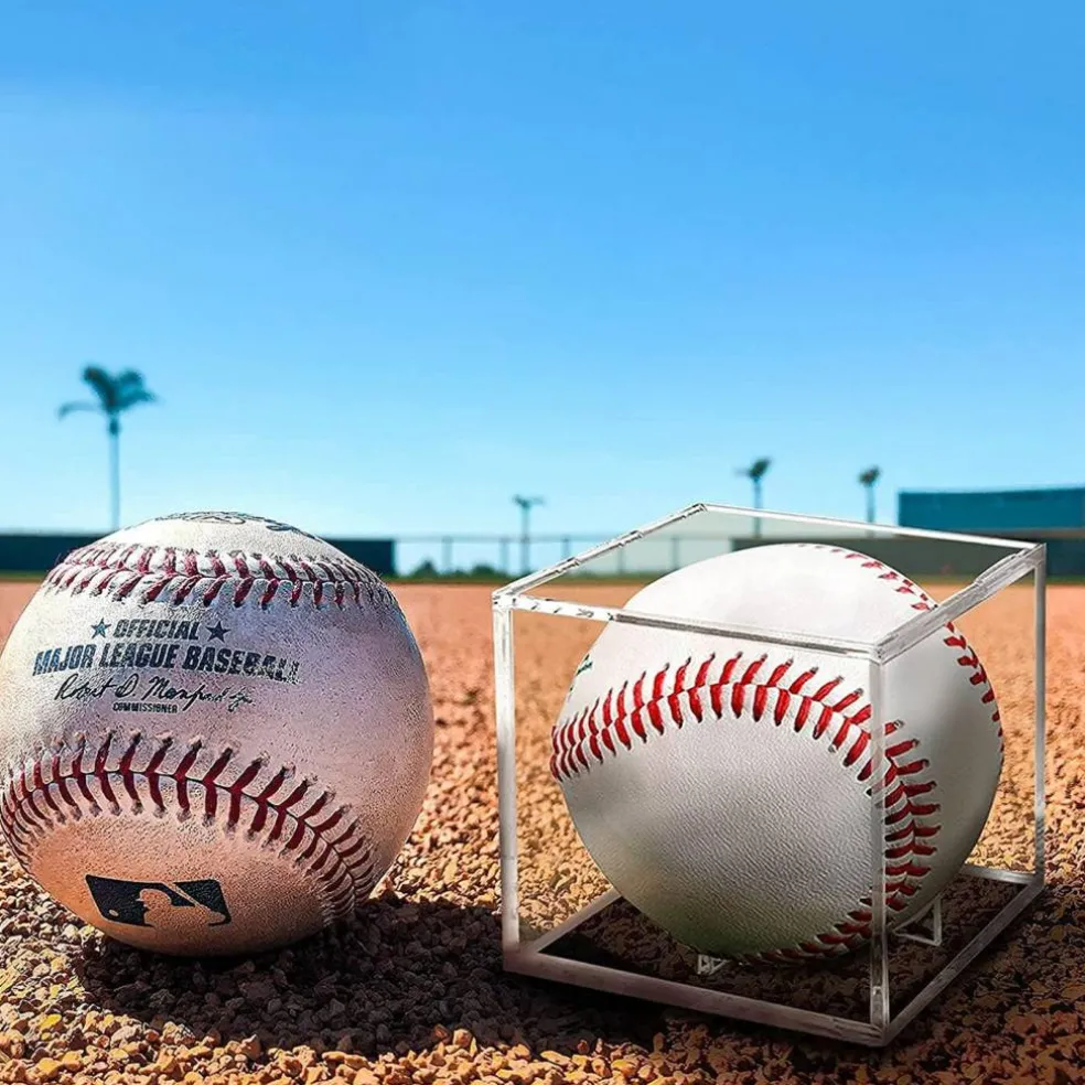 4 Pack Baseball Display Case, UV Protected Acrylic Boxes for Display,Clear Display Case Baseball Cube Memorabilia Showcase Autograph Ball Protector - for Official Size Ball