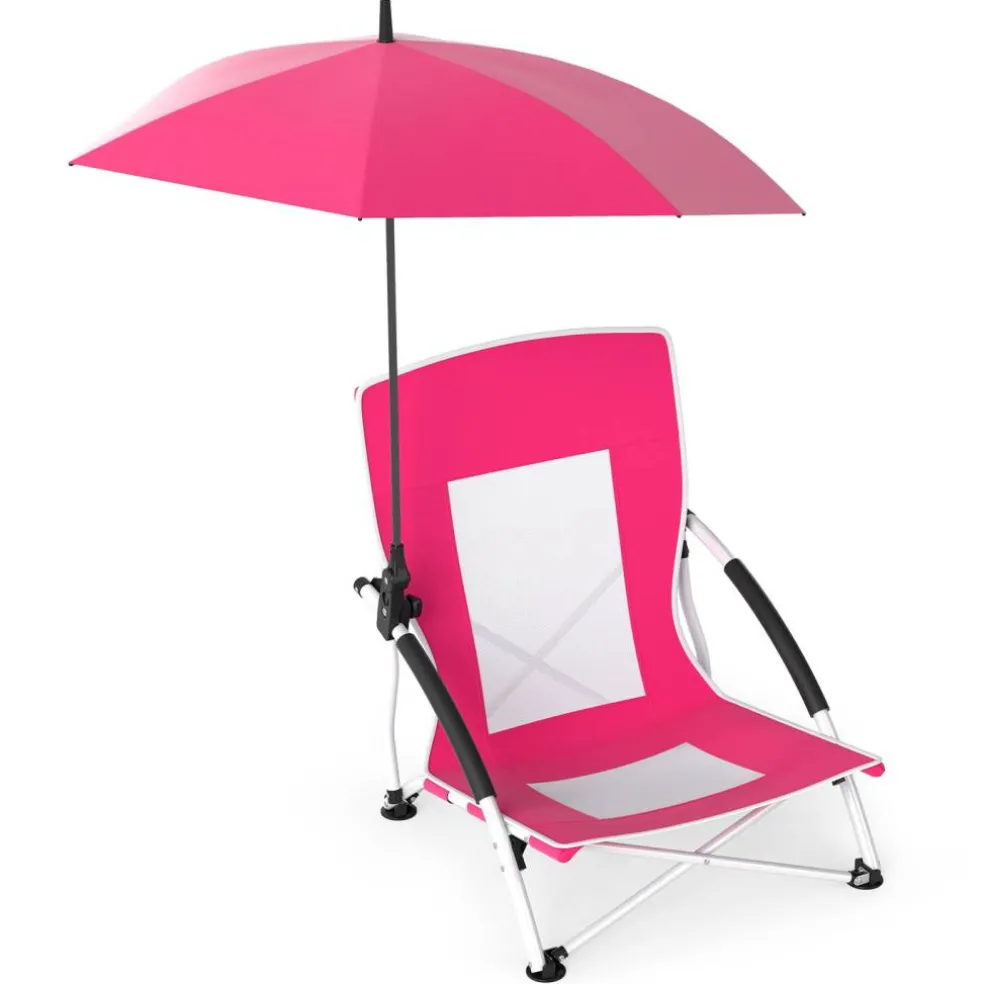 2 Pack Beach Umbrella Chair for Adults with Adjustable Parasol