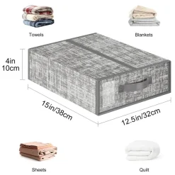 4-Pack Beige Linen Fabric Storage Bins, Foldable Closet Organizer Set