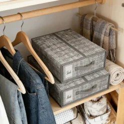 4-Pack Beige Linen Fabric Storage Bins, Foldable Closet Organizer Set