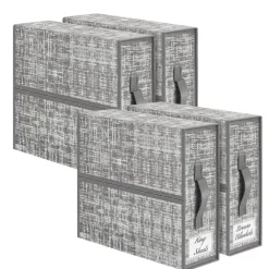4-Pack Beige Linen Fabric Storage Bins, Foldable Closet Organizer Set