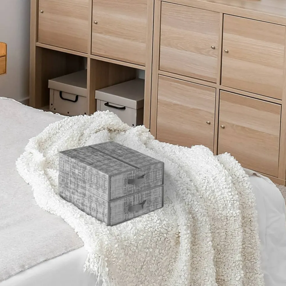 4-Pack Beige Linen Fabric Storage Bins, Foldable Closet Organizer Set