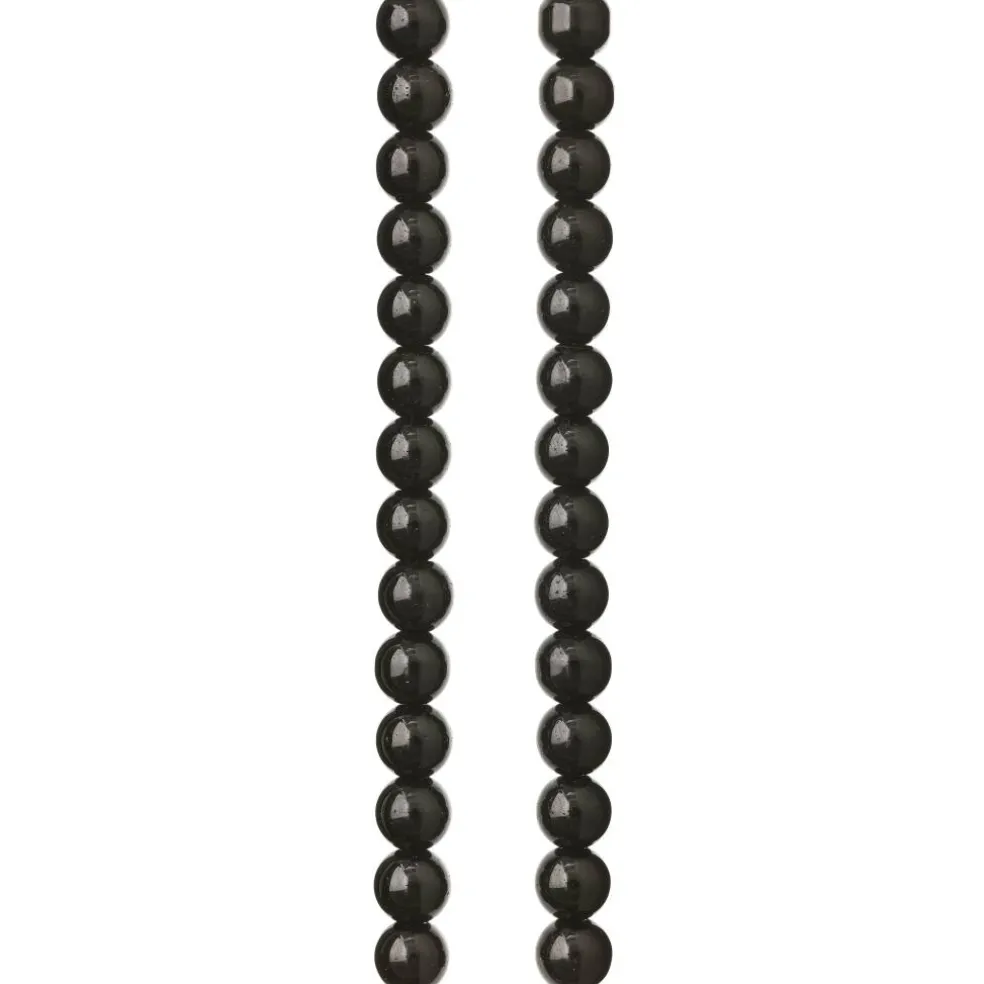 12 Pack: Black Glass Round Beads, 8mm by Bead Landing™