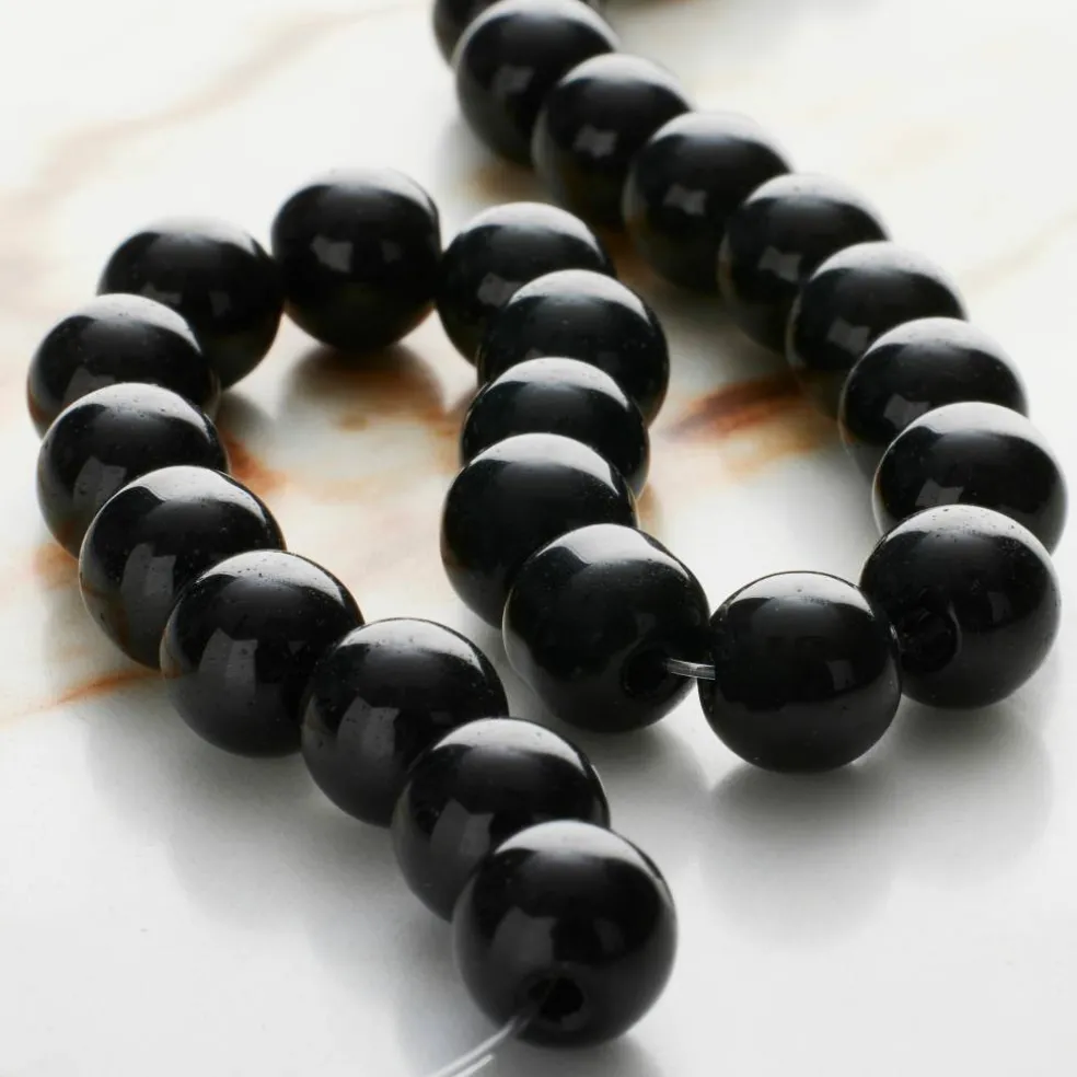12 Pack: Black Glass Round Beads, 8mm by Bead Landing™