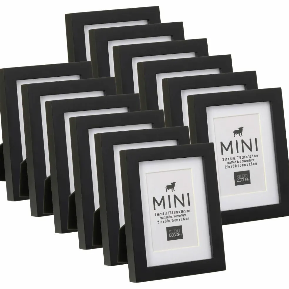 12 Pack: Black Mini Frame with Mat by Studio Décor®