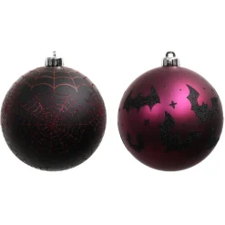2 Pack 6" Black & Purple Glitter Shatterproof Ball Ornaments by Ashland®
