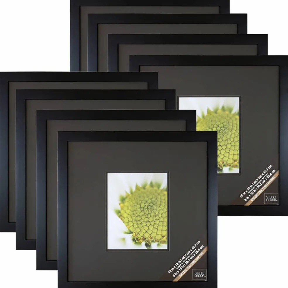 8 Pack: Black Square 8" x 10" Frame with Black Double Mat, Gallery by Studio Décor®
