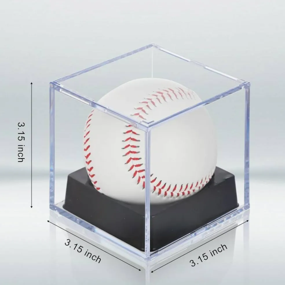 8-Pack Black-Stand Baseball Display Case - UV Protected Acrylic Square Baseball Holder, Official Size Baseball Display Box, Clear Display Cube Baseball Memorabilia Showcase Autographed Ball Protector