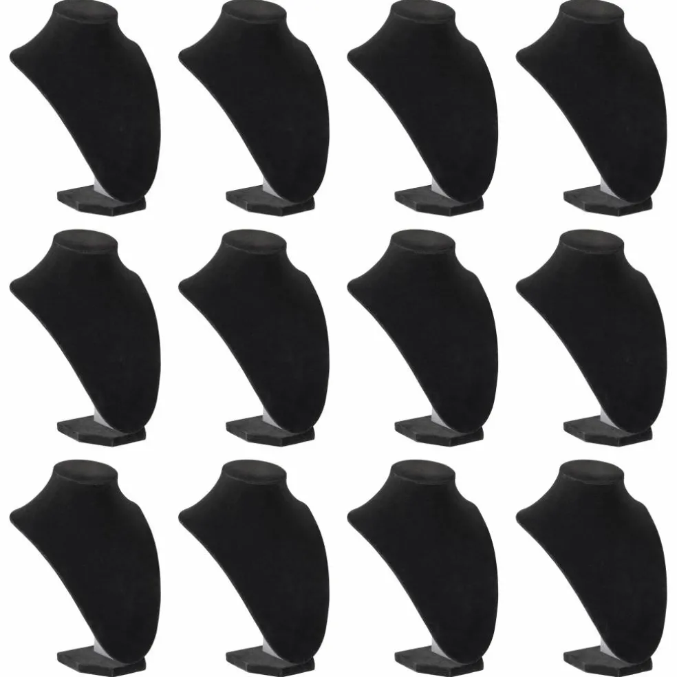 12 Pack: 9" Black Velvet 3D Necklace Stand by Bead Landing™