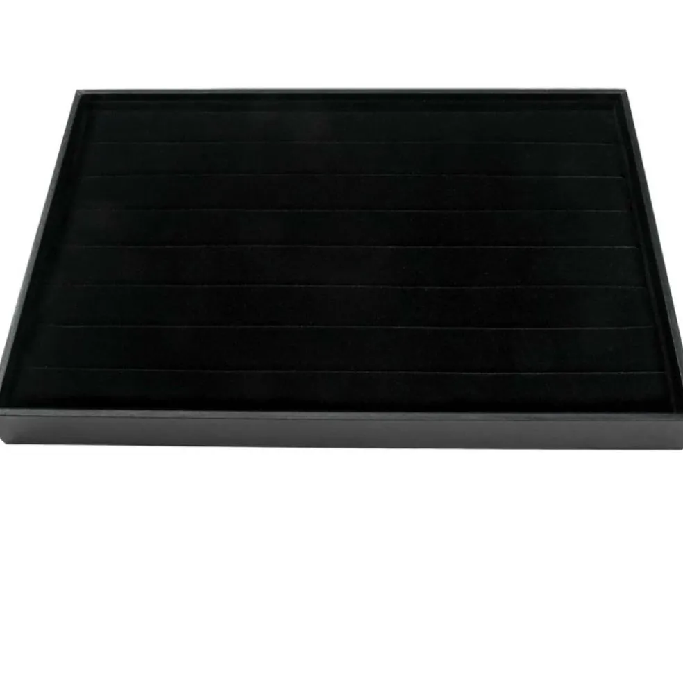 12 Pack: Black Velvet Ring Display Tray by Bead Landing™