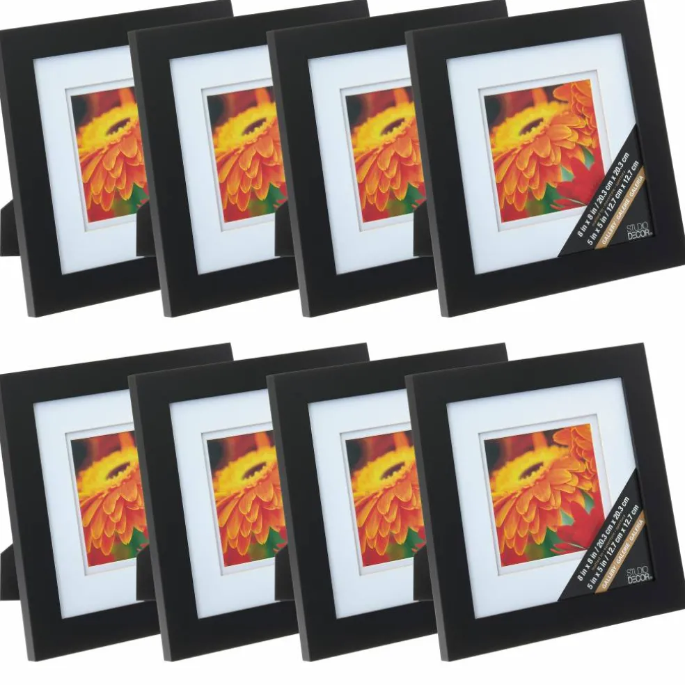 8 Pack: Black 5" x 5" Gallery Frame with Double Mat by Studio Décor®