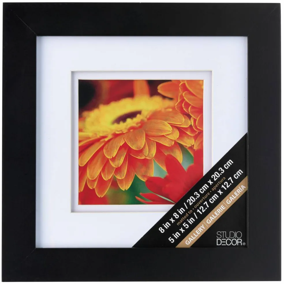 8 Pack: Black 5" x 5" Gallery Frame with Double Mat by Studio Décor®