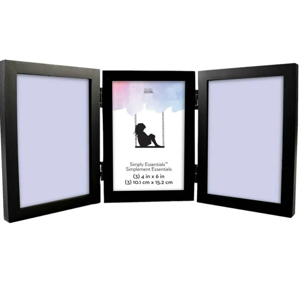 12 Pack: Black 4" x 6", 3 Opening Hinged Frame, Simply Essentials™ by Studio Décor®