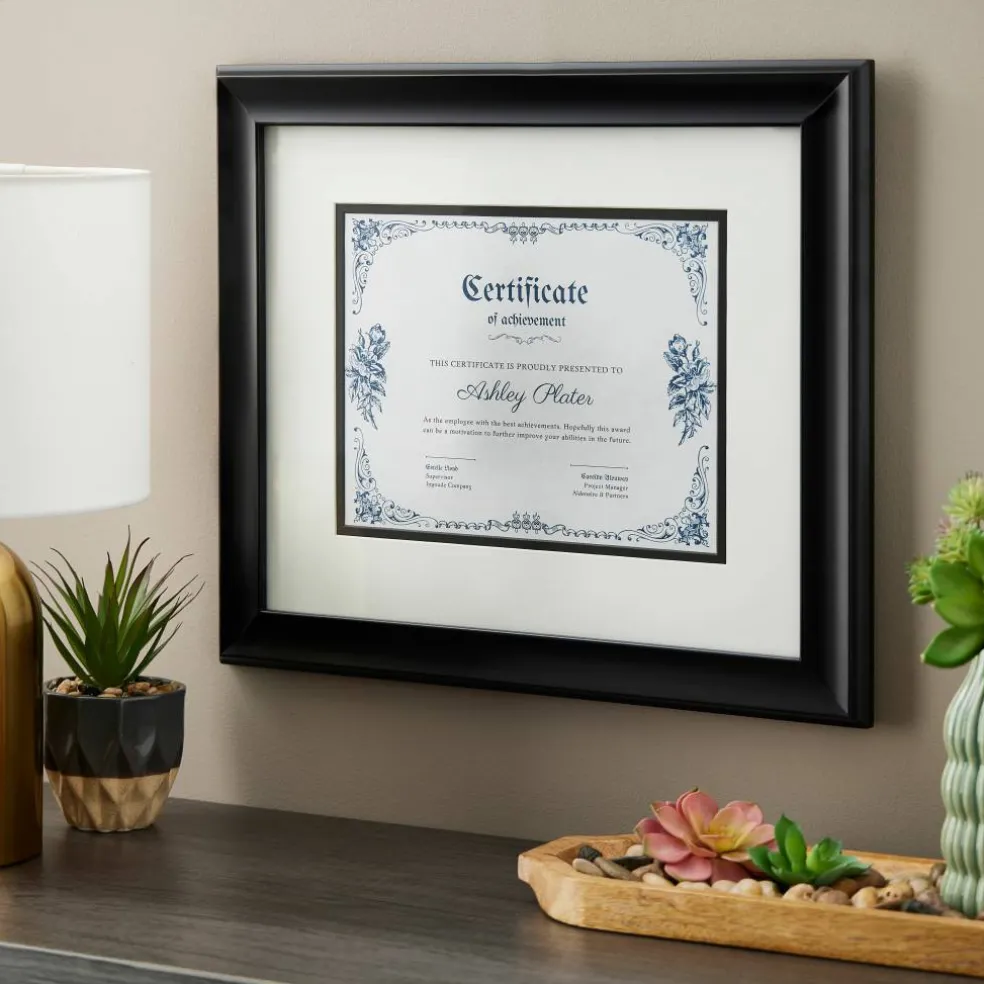 8 Pack: Black, 13" x 15.5" With 8.5" x 11" Double Mat, Document Frame by Studio Décor®