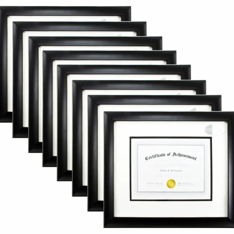 8 Pack: Black, 13" x 15.5" With 8.5" x 11" Double Mat, Document Frame by Studio Décor®