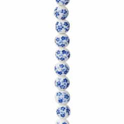 12 Pack: Blue Daisy Ceramic Round Beads, 8mm by Bead Landing™