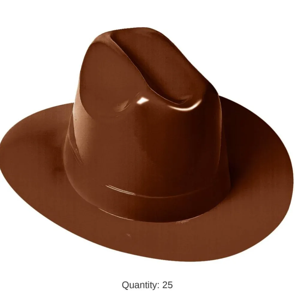25 Pack Bulk Brown Plastic Cowboy Hat One Size Fits Most Western Style