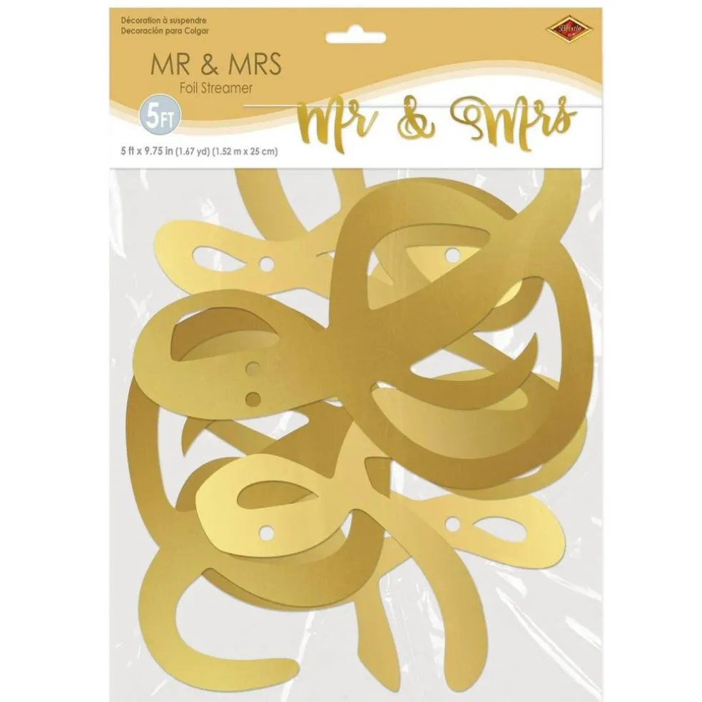 12 Pack Bulk Foil Mr/Mrs Wedding Party Streamer