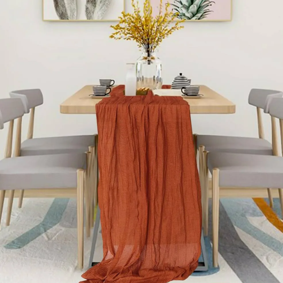 12 Pack Cheesecloth Table Runner, Runner Gauze Boho Wedding Decor Romantic Table Runner for Wedding Birthday Party(35" x 118") (Terracotta)