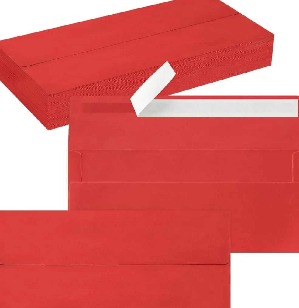 50-Pack #10 Christmas Red Business Envelopes – Self-Seal, 4.125 x 9.5in for Office & Mailing