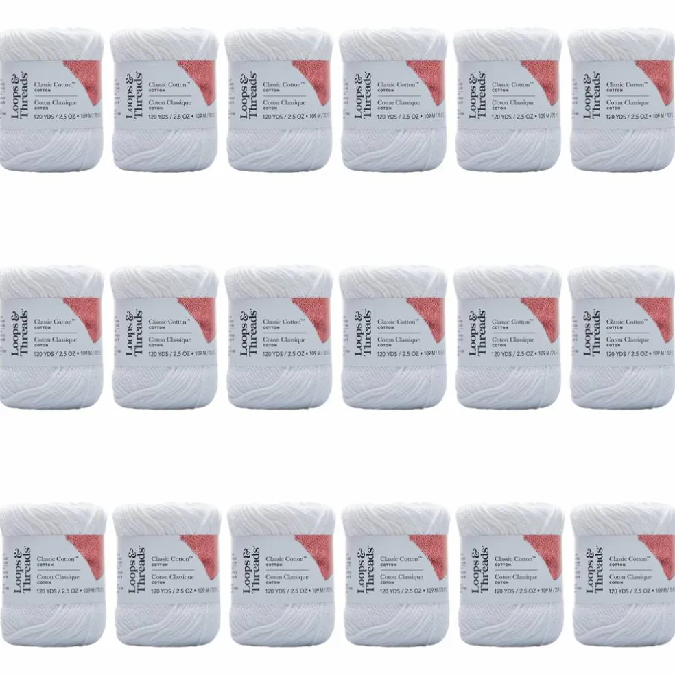 18 Pack: Classic Cotton™ Yarn by Loops & Threads®