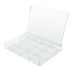 6 Pack: 13.6" Clear 12-Compartment Divided Tray with Lid by Bead Landing™