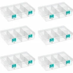 6 Pack: Clear 8-Compartment Storage Box by Bead Landing™