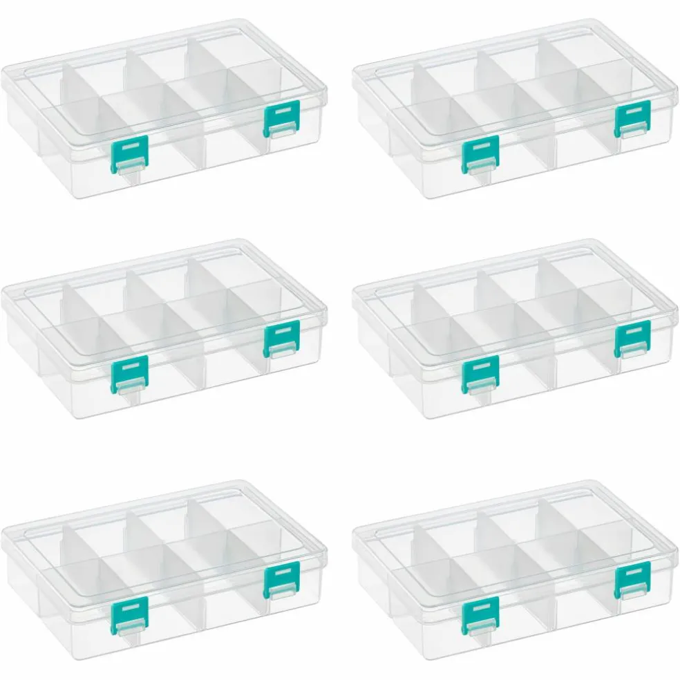 6 Pack: Clear 8-Compartment Storage Box by Bead Landing™