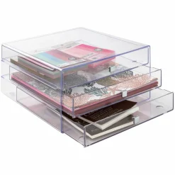 4 Pack: Clear 3-Drawer Organizer by Simply Tidy™
