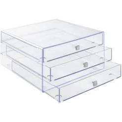 4 Pack: Clear 3-Drawer Organizer by Simply Tidy™