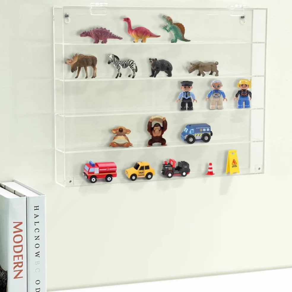 6 Pack: Clear Front Loading Mini Figure Shadow Box with Shelves by Studio Décor®