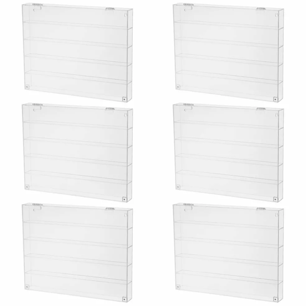 6 Pack: Clear Front Loading Mini Figure Shadow Box with Shelves by Studio Décor®