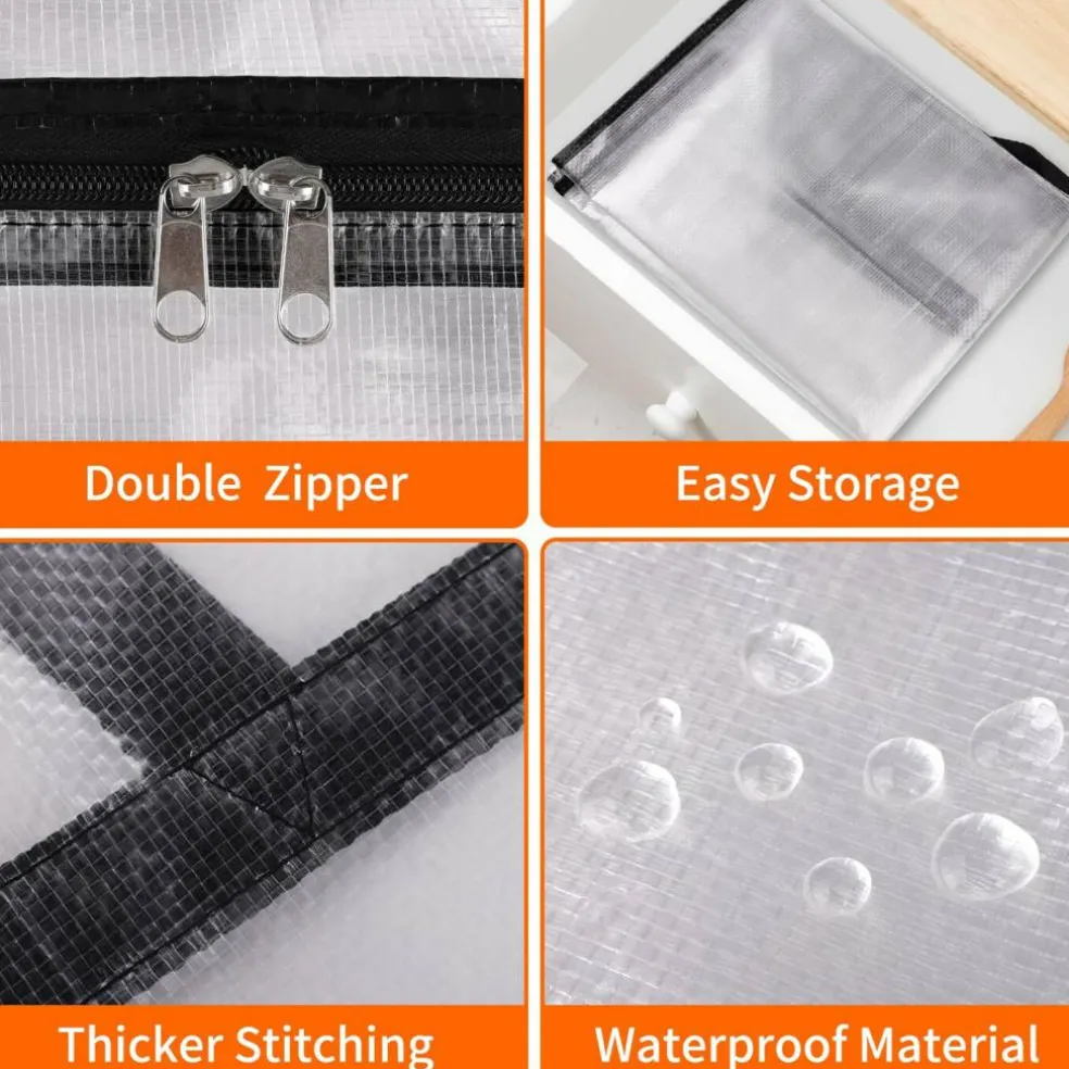 6 Pack Clear Storage Bags for Comforter, Clothes & Bedding, 40L