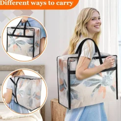 6 Pack Clear Storage Bags for Comforter, Clothes & Bedding, 40L