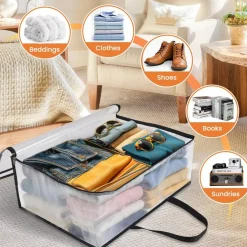6 Pack Clear Storage Bags for Comforter, Clothes & Bedding, 40L