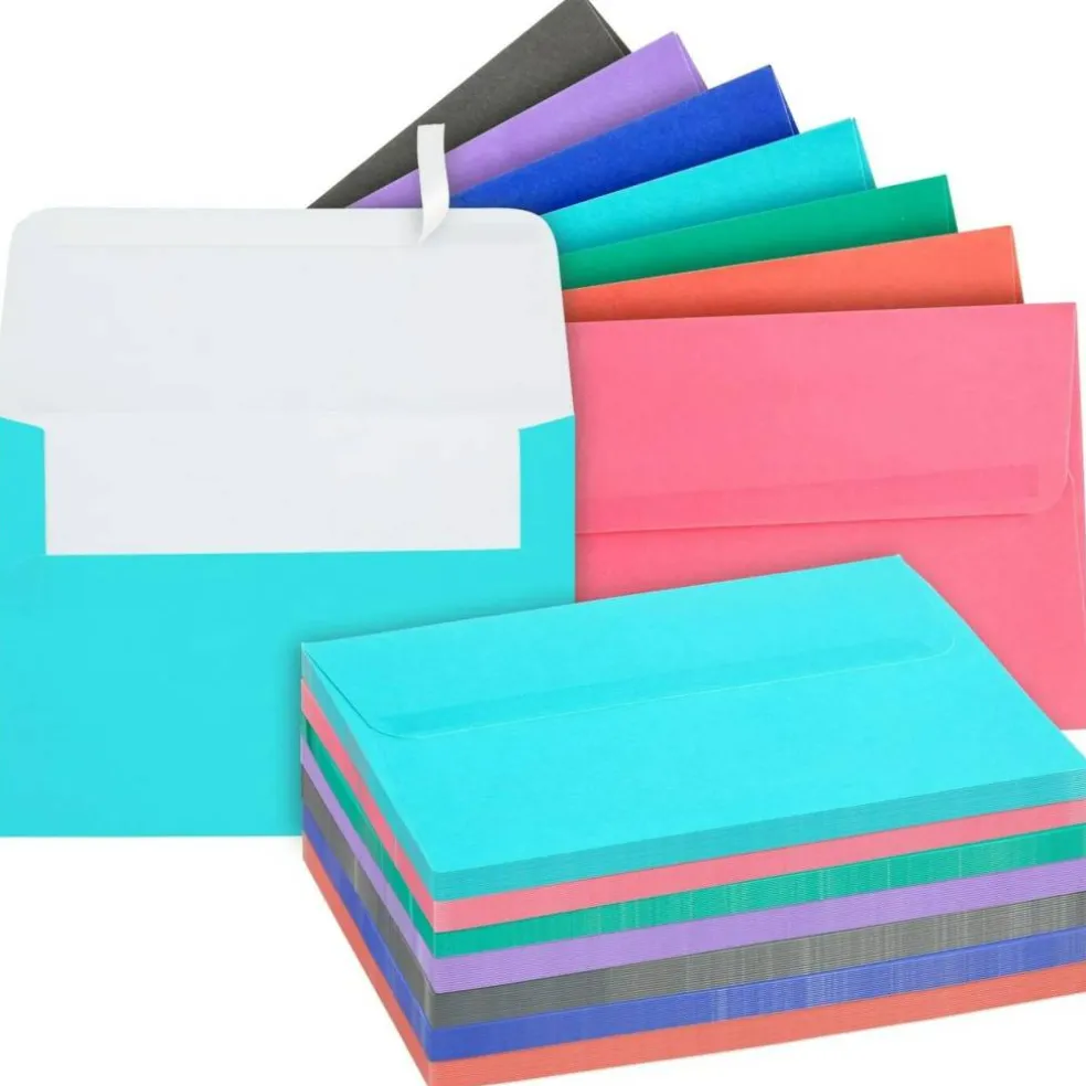100 Pack Colored Envelopes 5x7 for Mailing, A7 for Invitations, Greeting Cards