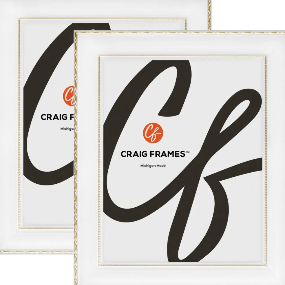 2 Pack Craig Frames Victoria White and Gold Picture Frame
