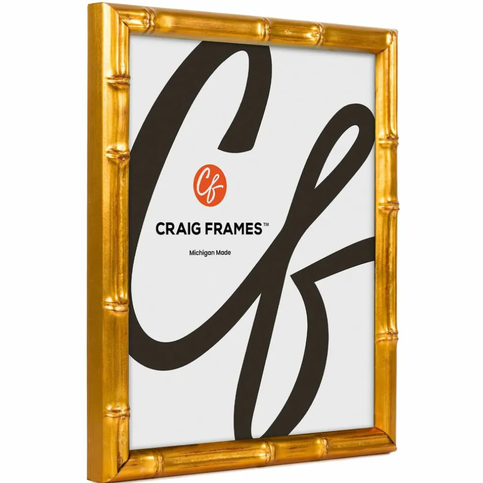 2 Pack Craig Frames Vintage Bamboo Brushed Gold Picture Frame