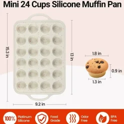 2-Pack 24-Cup Mini Silicone Muffin Pans with Metal Frame & Handles, Nonstick