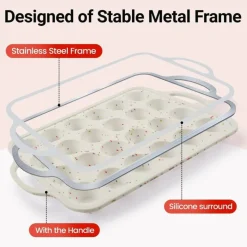 2-Pack 24-Cup Mini Silicone Muffin Pans with Metal Frame & Handles, Nonstick