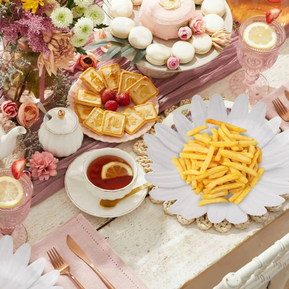 100 Pack Daisy Floral Paper Plates Flower Disposable Dinner Plates 9.5 Inch Summer Tableware
