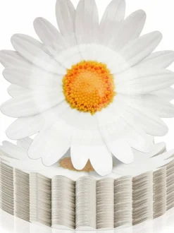100 Pack Daisy Floral Paper Plates Flower Disposable Dinner Plates 9.5 Inch Summer Tableware