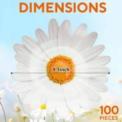 100 Pack Daisy Floral Paper Plates Flower Disposable Dinner Plates 9.5 Inch Summer Tableware