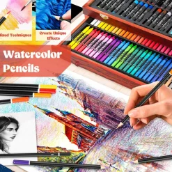 153-Pack Deluxe Wooden Art Set Crafts Drawing Painting Coloring Supplies Kit with 2 A4 Sketch Pads, Halloween Creative Gift Box for Adults Artist Beginners Kids Girls Boys