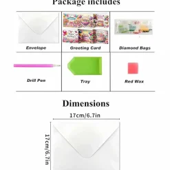 6 Pack DIY Happy Birthday Diamond Art Greeting Cards with Envelopes - 5D Diamond Dots Card Making Kit for Adults & Beginners, Sparkling Cake Gem Art Kits for Family & Friends Birthday Gifts