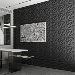 33 Pack 3D Wall Panel Diamond for Interior Wall Décor, PVC Flower Textured Wall Panels