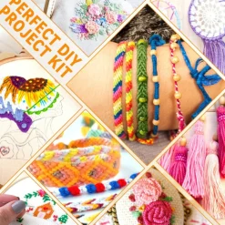 262 Pack Embroidery Thread Floss Kit Including 200 Colors 8 M/Pcs Cross Stitch Sewing Thread with Floss Bins and 62 Pcs Cross Stitch Tool,4-Tier Transparent Storage Box